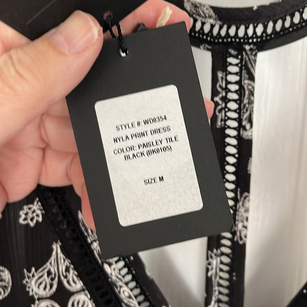 VERONICA WEBB LADIES BLACK WHITE NYLA PRINT DRESS-M - Picture 9 of 9